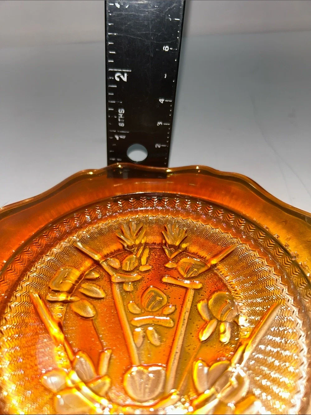 Jeannette Glass Company saucer or dessert plate in Iris and Herringbone pattern